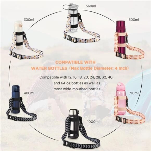 Water Bottle Handle Shoulder Strap,for 12oz-64 oz Hydro Flask Wide Water Bottles - Picture 6 of 8